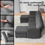 U Shaped Sectional Couch for Living Room, Convertible Modular Sofa Couch with Ottomans