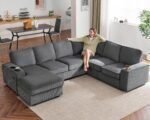 112 inch Sectional Sofa, Oversized Sofa with Storage Chaise, U Shaped Sofa Couch with USB Ports