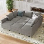 Modular Sectional Sofa with Storage, Sleeper Sectional Sofa Modular Sectional Couch for Living Room