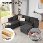 U Shaped Sectional Couch for Living Room, Convertible Modular Sofa Couch with Ottomans