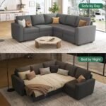 L Shaped Sectional Couch with Storage Seat, Convertible Sectional Couches for Living Room