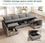 U Shaped Sectional Modular Sofa with Storage Convertible Modular Sectional Couch for Living Room