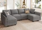 U Shaped Sectional Modular Sofa with Storage Convertible Modular Sectional Couch for Living Room