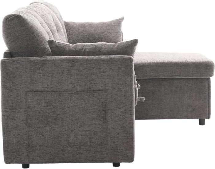 L-Shaped Sofa with Reversible Chaise Lounge Sleeper, Comfortable Sectional Couch