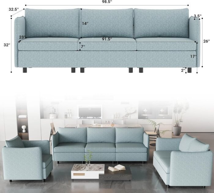 Convertible Sleeper Sofa with Storage, Flexible Modular Combination Couch for Living Room