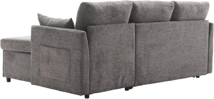 L-Shaped Sofa with Reversible Chaise Lounge Sleeper, Comfortable Sectional Couch